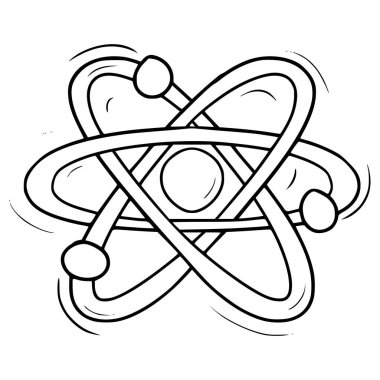 atom çizimi el çizimi ana hat vektörü