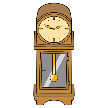 Büyükbaba saati yukarıdan aşağı görünüm çizim el izole vektörü