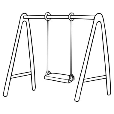 oyun alanı salıncak çizimi el çizimi ana hat vektörü