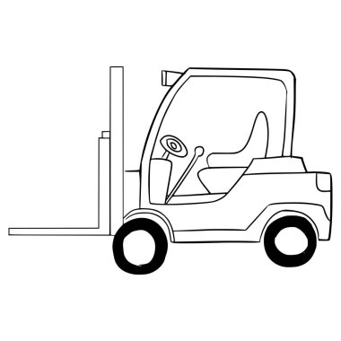 Forklift illüstrasyon el çizimi ana hat vektörü