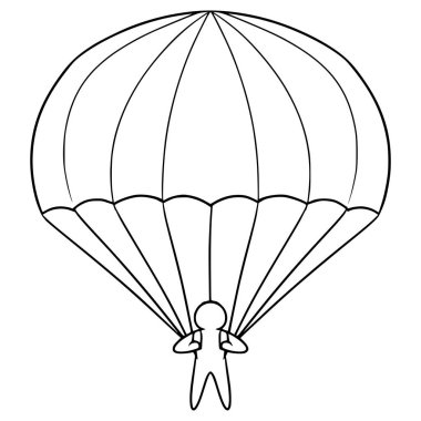paraşüt resimleme el çizimi ana hat vektörü