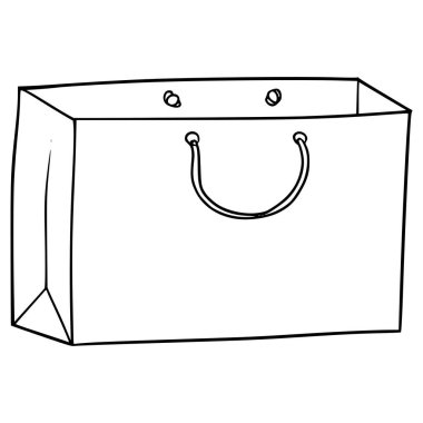 Alışveriş kağıdı illüstrasyon el çizimi ana hat vektörü