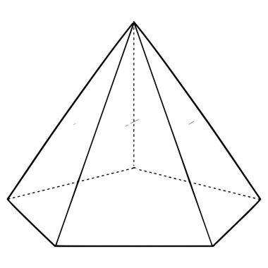 Pentagonal piramit çizim el ana hatlı vektör