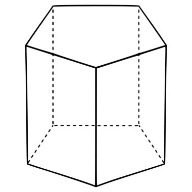 Pentagonal prizma çizim el çizimi ana hatlı vektör