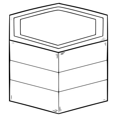 Altıgen şekilli tasnif parçası el çizimi ana hatlı vektör