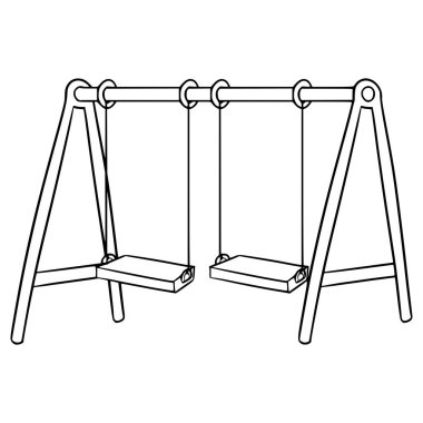 Çift salıncak çizimi el çizimi ana hat vektörü