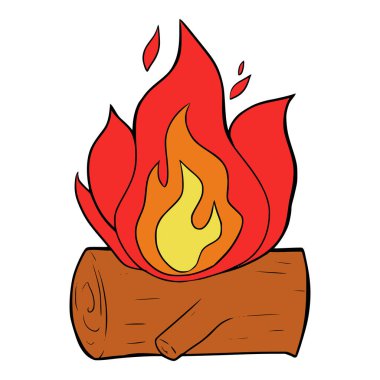 Kamp ateşi çizimi renkli el çizimi