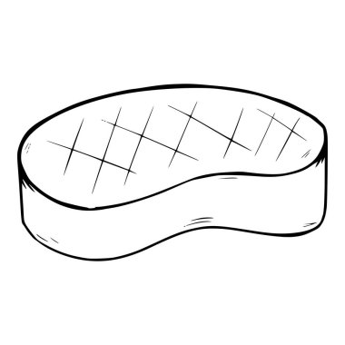 Et bifteği ana hatlarıyla çizilmiş el çizimi