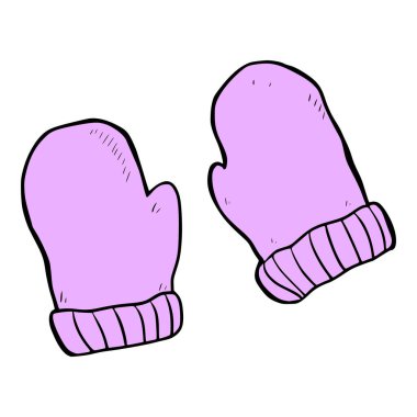 Şirin kış eldivenleri çizimi Renkli el çizimi