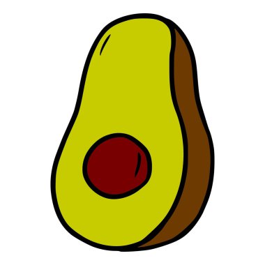 avokado renkli el çizimi vektörü