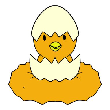 Yumurtalar yuva renkli çizim el çizimi vektöründe çatlar.