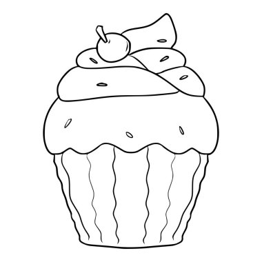 Şirin fincan kek eli çizilmiş çizim taslağı