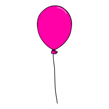 Pembe yüzen balon el çizilmiş renkli illüstrasyon vektörü