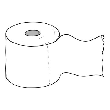 rulo tuvalet kağıdı illüstrasyon el çizilmiş renkli vektör