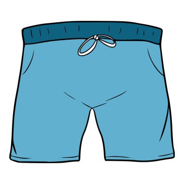 kısa pantolon çizimi renkli el çizimi vektörü