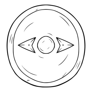 yuvarlak kalkan çizimi çizim ana hat vektörü