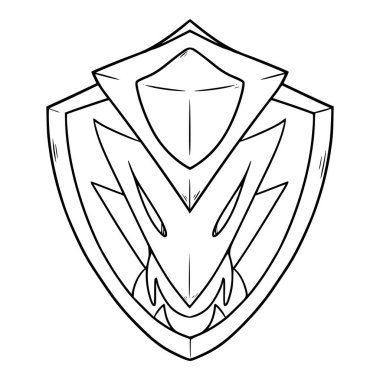 Kalkan illüstrasyon taslak ana çizim vektörü