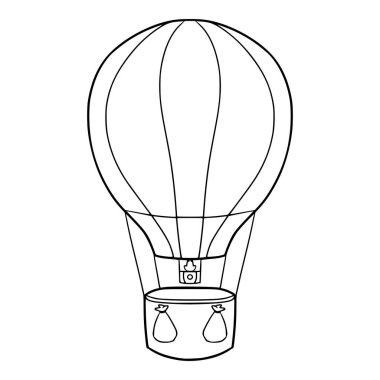 sıcak hava balonu illüstrasyon taslağı ana hatlı vektör
