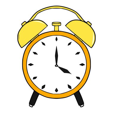 analog alarm saati çizimi elle renklendirilmiş vektör