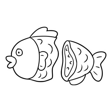 Bungeo Ppang ot taiyaki illüstrasyon el çizimi taslak ana vektör