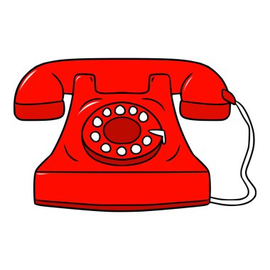 kırmızı retro telefon illüstrasyon vektörü