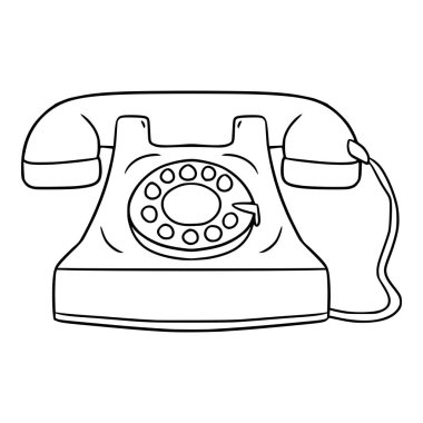 Retro telefon illüstrasyon ana hatları vektörü