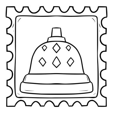 Endonezya borobudur Tapınağı çizim el çizimi vektörü pulları