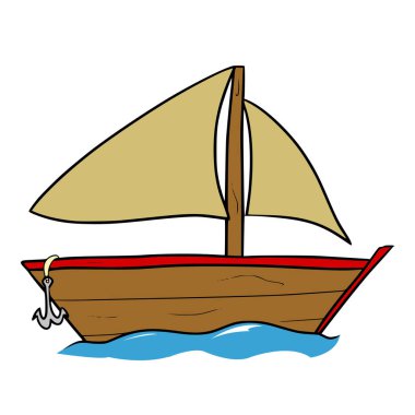 Deniz illüstrasyon vektöründeki gemi