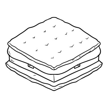 Lezzetli s 'more illüstrasyon ana hatları vektörü