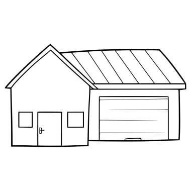 ev çizimi izole edilmiş vektör ana hatları