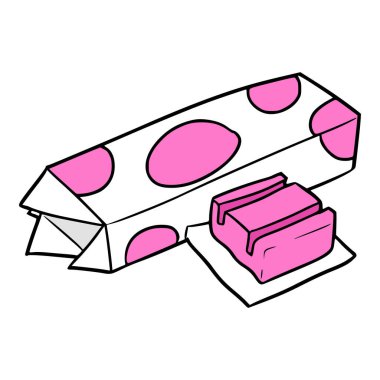 pembe sakız illüstrasyon izole vektörü