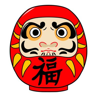 kırmızı Daruma bebek illüstrasyon izole vektörü