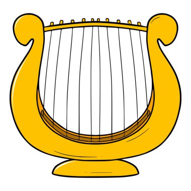 Altın arp çizimi izole edilmiş vektör