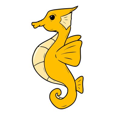 Sarı denizatı çizimi izole edilmiş vektör