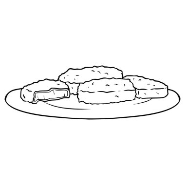 tavuk nugget illüstrasyon ana hatları izo-vektör