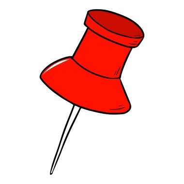 kırmızı itme iğne illüstrasyon izole vektörü