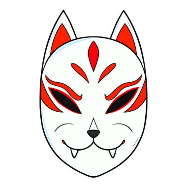 kitsune maskesi çizimi izole edilmiş vektör