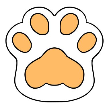 kedi patisi simgesi çizimi elle izole edilmiş vektör