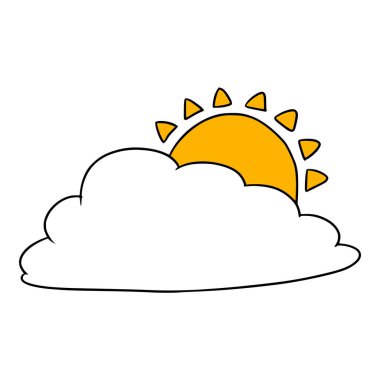 Bulutlu gün simgesi çizimi elle izole edilmiş vektör