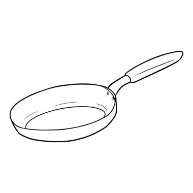 kızartma tavası illüstrasyon eli izole edilmiş vektörü çizer