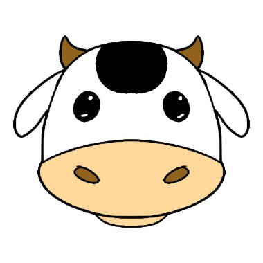 İnek simgesi çizimi elle izole edilmiş vektör