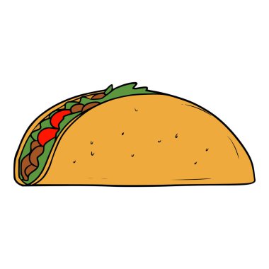Lezzetli taco resimli el çizimi izole vektör