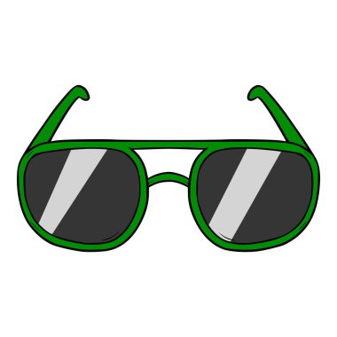 yeşil güneş gözlüğü çizimi el izole vektörü