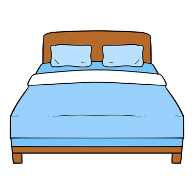 Konforlu çift katlı yatak çizimi el izole edilmiş vektör
