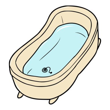 Küvet çizimi elle izole edilmiş vektör