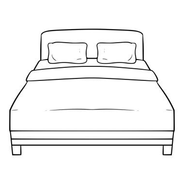 Çift yatak illüstrasyon el çizimi izole vektör
