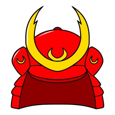 kırmızı kabuto samuray miğferi çizim elle izole edilmiş vektör