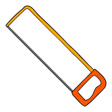 Demir testeresi el çizimi izole vektör