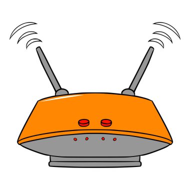 turuncu kablosuz ağ yönlendirici el çizimi izole vektör