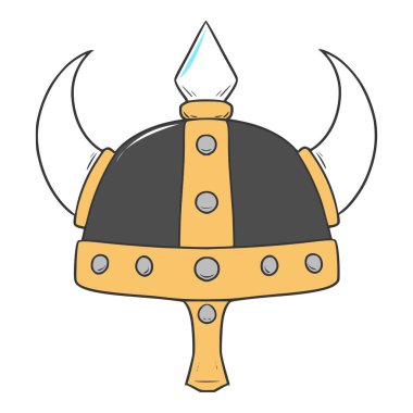 Viking miğferi çizimi elle izole edilmiş vektör